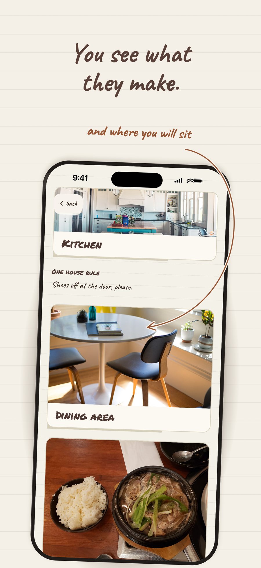 You see what they make: a cook's kitchen and dining area